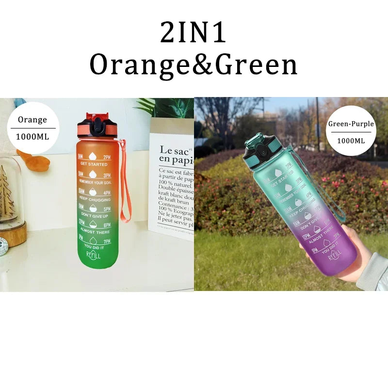 1 Liter Water Bottle Motivational Sport Water Bottle Leakproof Drinking Bottles Outdoor Travel Gym Fitness Jugs For Kitchen