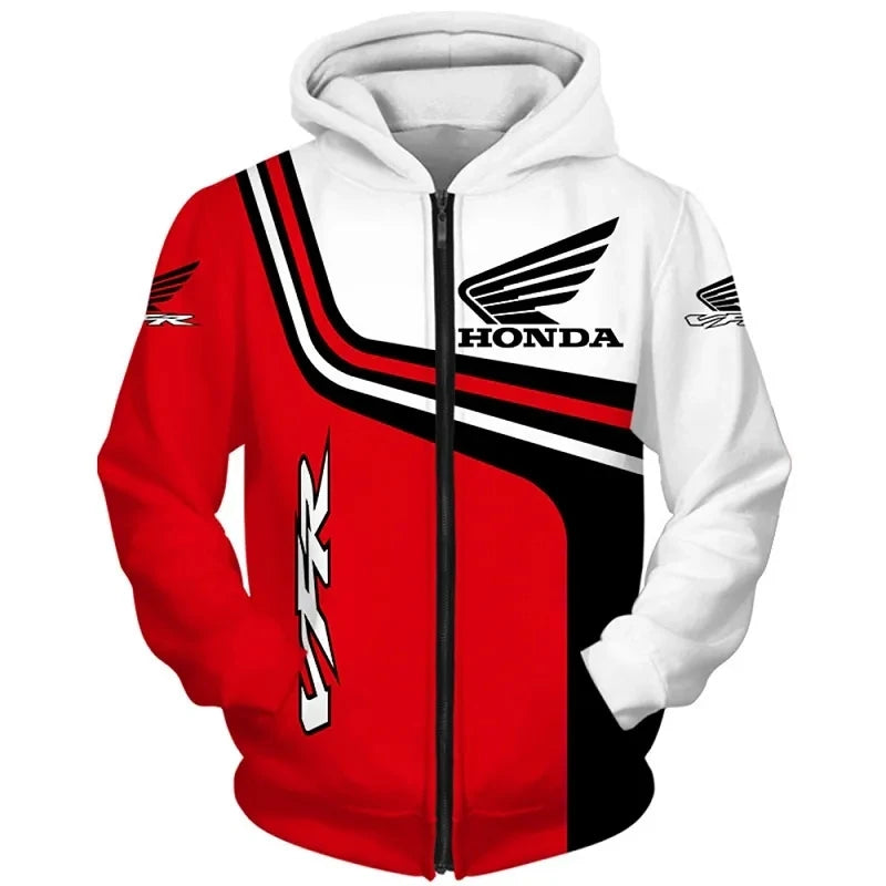 2026 New Fashionable Honda Logo Spring and Autumn Coat 3D Printed Trendy Casual Street Men's Loose Zipper Hoodie Fashion Hoodie