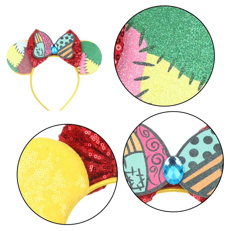 2025 New Style Mickey Minnie Ear Headband Sequin Bows Girl Adult Kids Halloween Party Cosplay Hair Accessories Princess Hairband