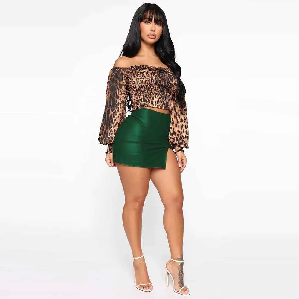 2025 Women Leather Night Clubwear Skirts Summer Pure Color PU-leather Zipper Sexy Hip Leather Mini Skirts
