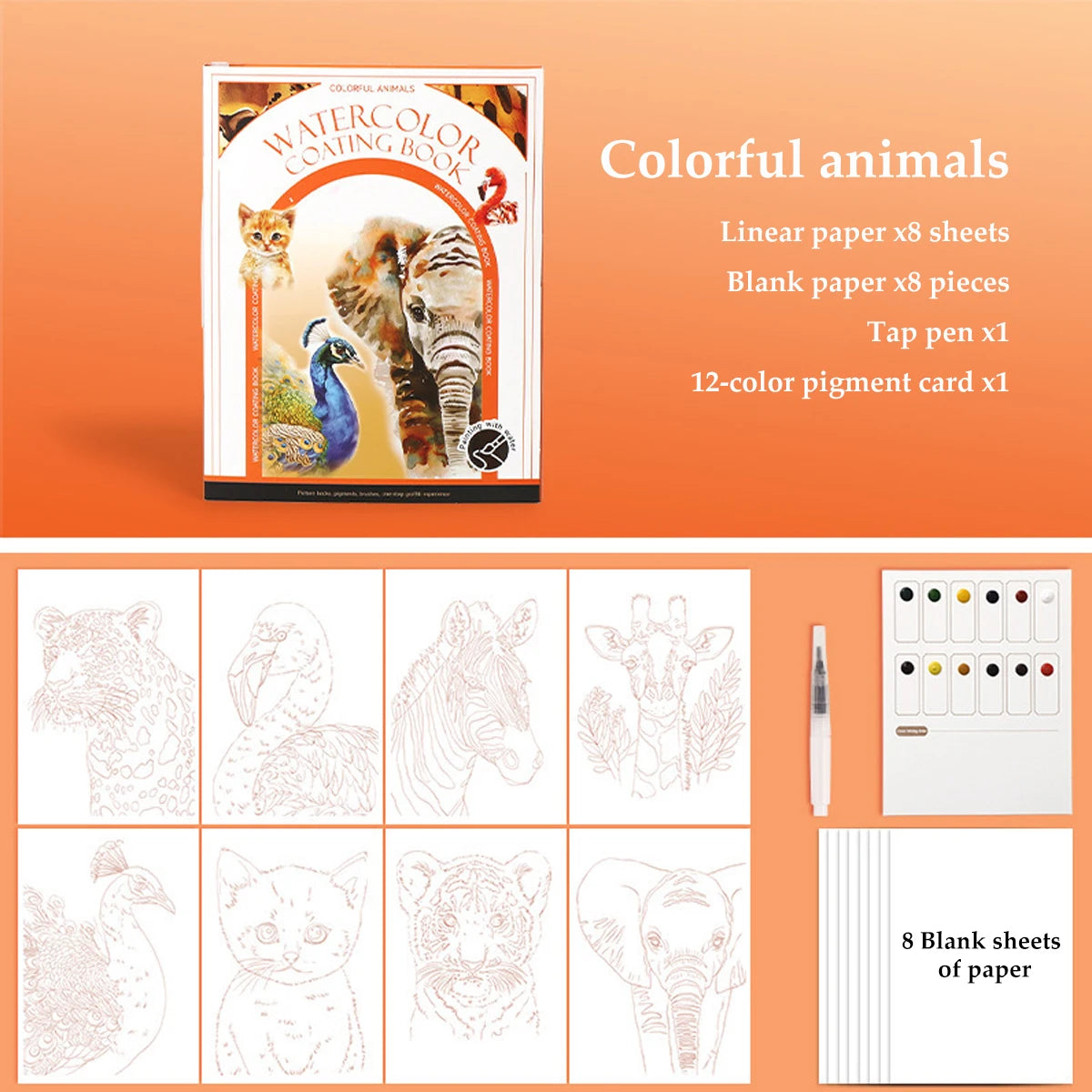 Kids Watercolor Coloring Book Educational Art Activity Reusable Non-Toxic Painting Kit for Toddlers&Creative Learning DIY Crafts