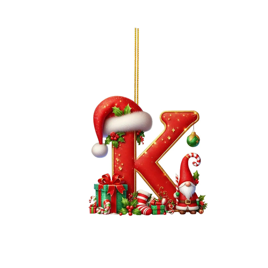 2D Home Decorations Ornaments 26 Letter Pendant For Christmas Tree Decor Christmas Ornaments Acrylic Flat Christmas Tree