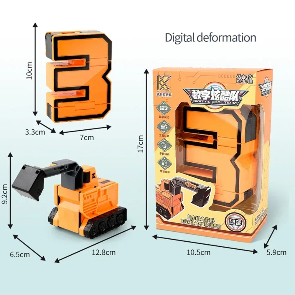 Kids Educational Deformation Toys: Digital Number Bots & Tank Warrior Transformation Robots