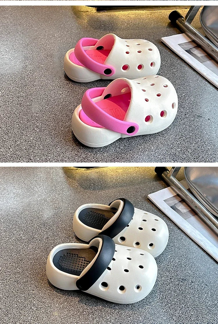 Kids Sandals Outdoors 2025 New Children Slippers Non-slip Soft Sole Students Beach Shoes Hollowed-out Breathable Fashion Trendy