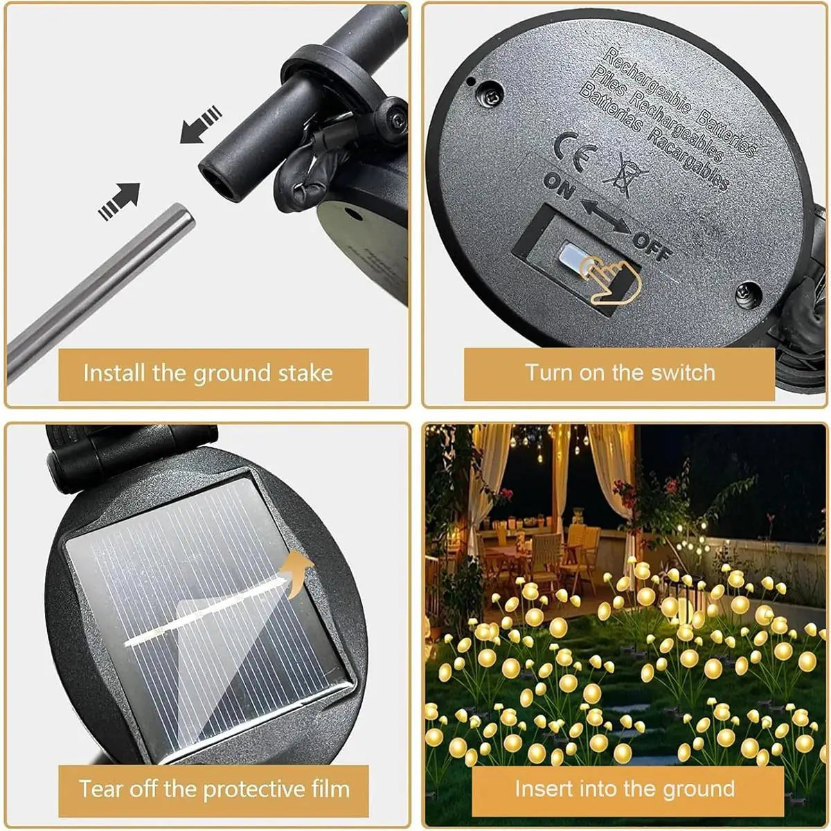 Solar Garden Lights Led Jellyfish Sway For Decoration Yard Outdoor Waterproof Ip65 Outdoor Waterproof Light Light Mushroom Shape