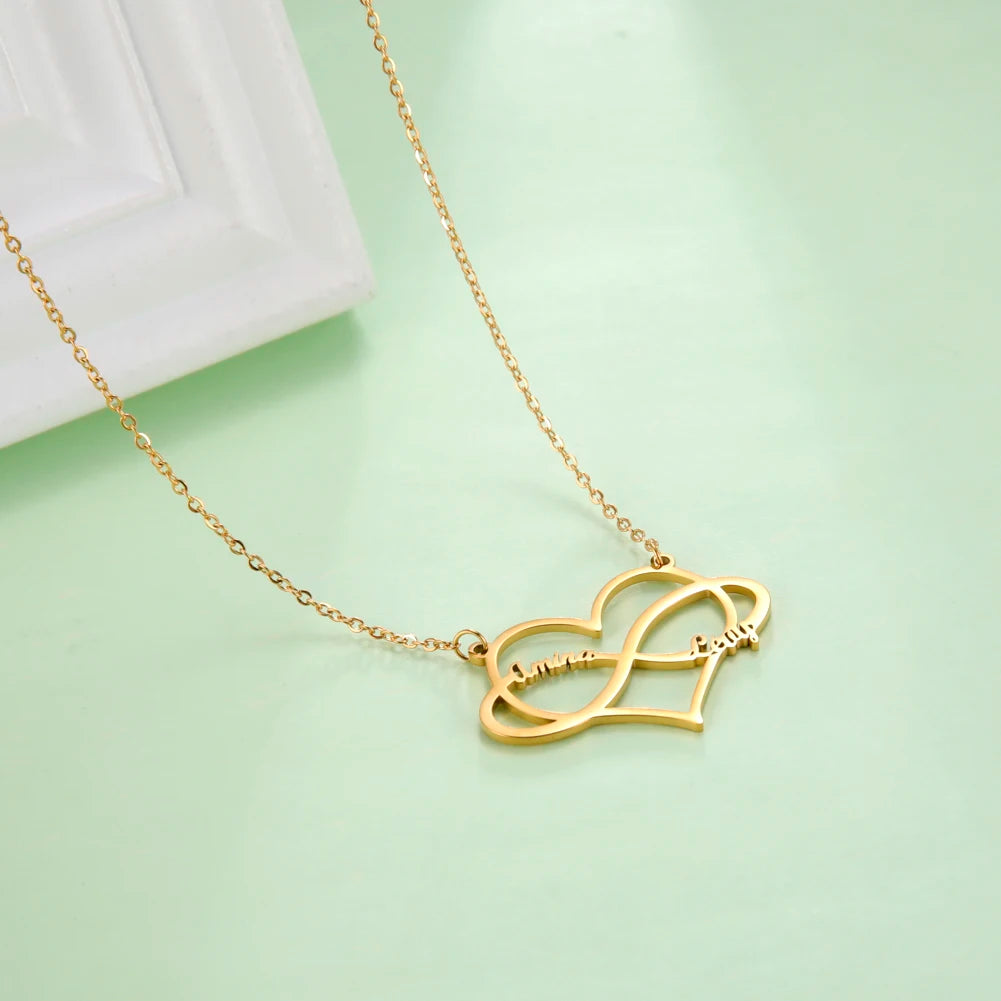 Infinite Symbol Personalized Necklace Name Heart Custom Chain Family Gift For Women Men Couple Friend Stainless Steel Jewelry