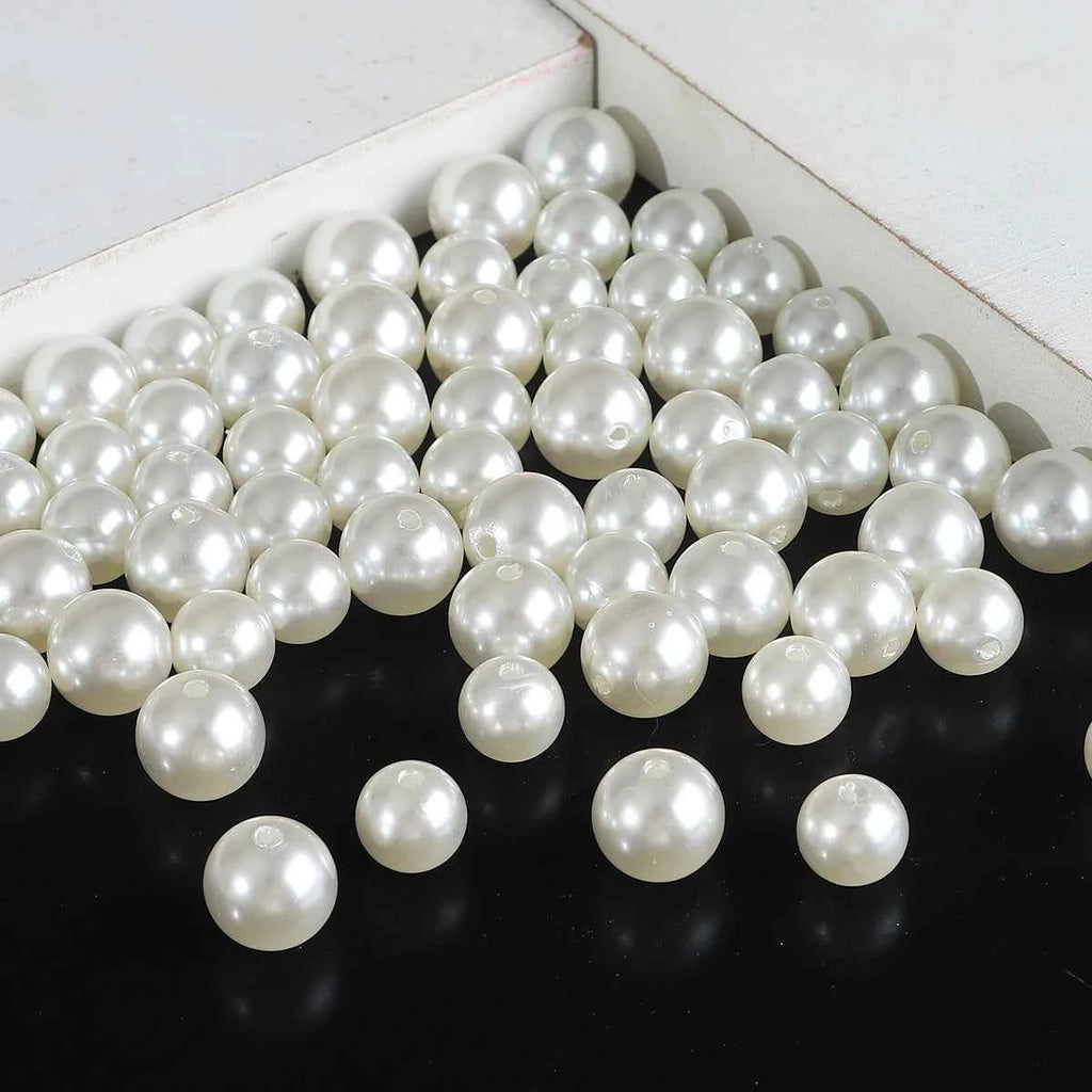 3-20mm 10-1000pcs straight hole ABS imitation pearl beige white bracelet with round beads for DIY craft jewelry making products