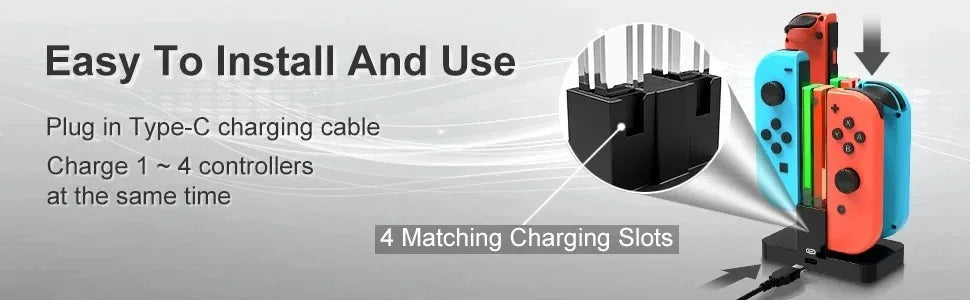4 In 1 LED Charger Stand Dock Station Indicater for Nintendo Switch NS for Joy-Con Controller Stand Holder Charging Dock Station