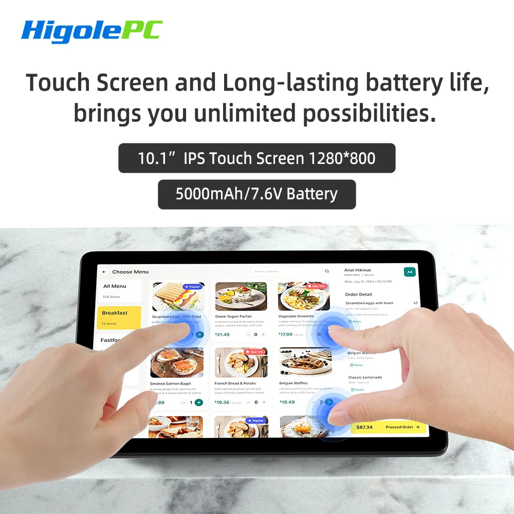 Higole F10 10.1'' Fanless Mini PC Intel N5095 Windows 11 WiFi5 8GB 128GB 5000mAh 4K RS-232 RJ45 Laptop Desktop PC Mini Computers