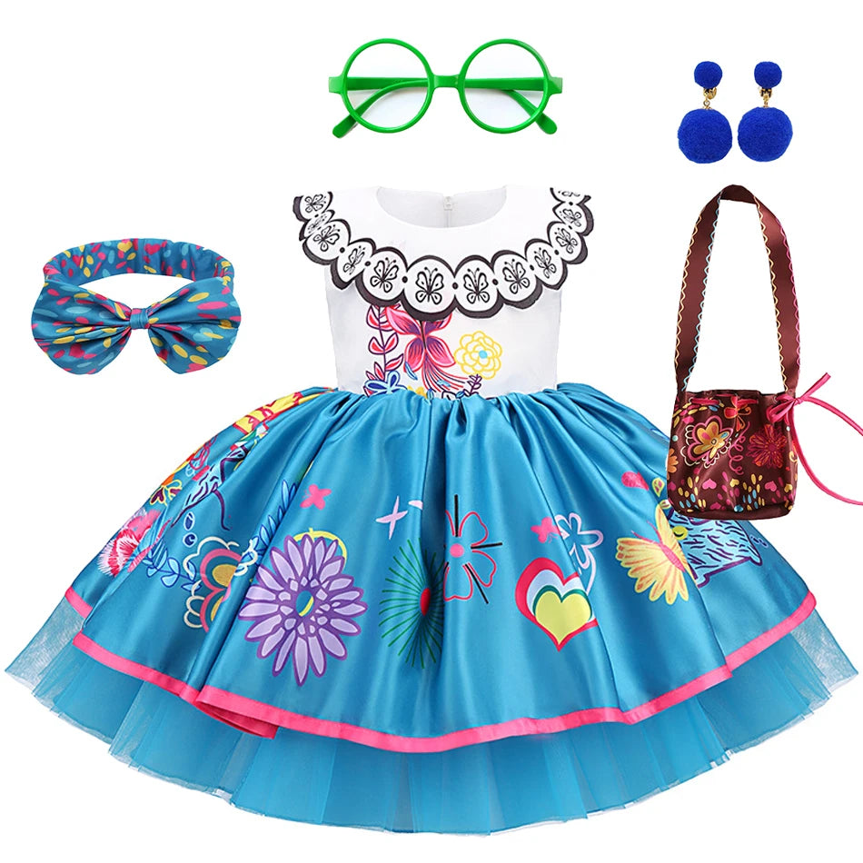 Little Girl Mirabel Dress Encanto Charm Disguise Costume Toddler Girl Birthday Party Fantasy Outfits Kids Princess Dress