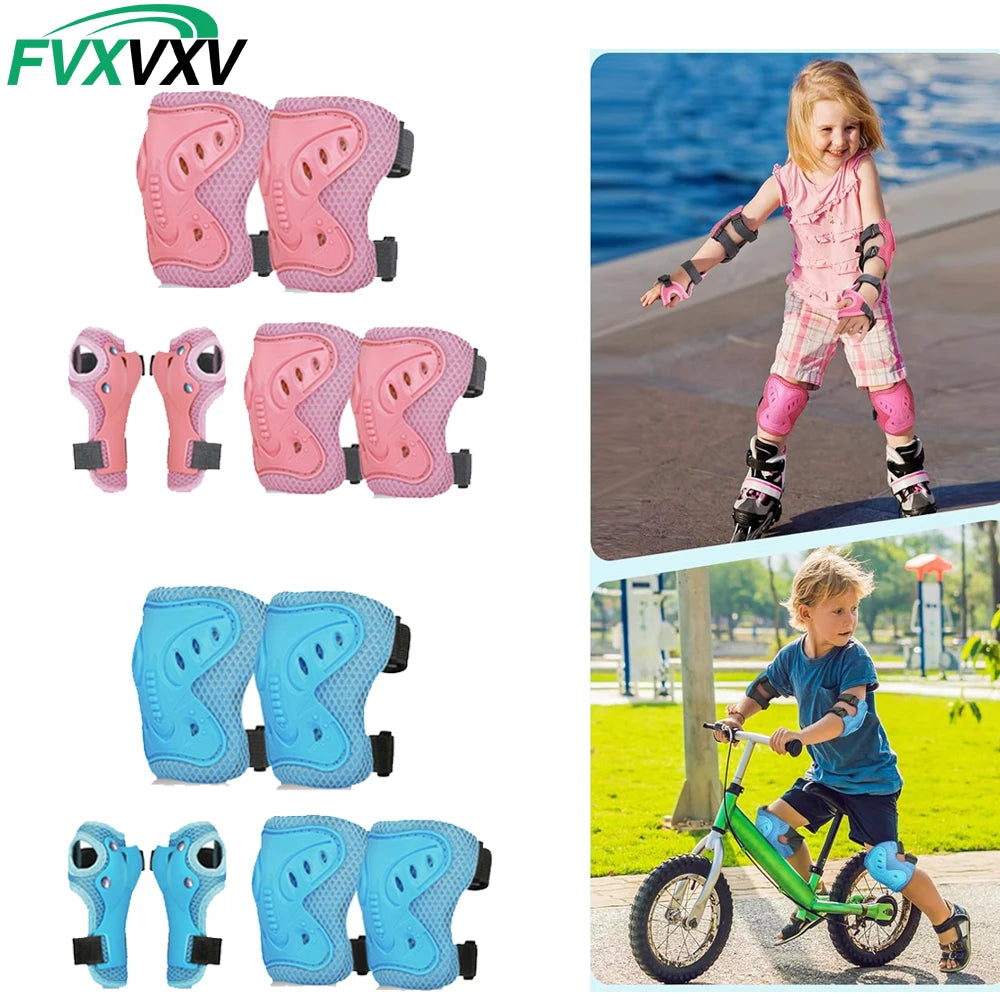 Kids Knee Pads and Elbow Pads Set with Wrist Guard 3 in 1 Kids Protective Gear Set for 3-10 Years for Skateboarding, Skiing, Cyc