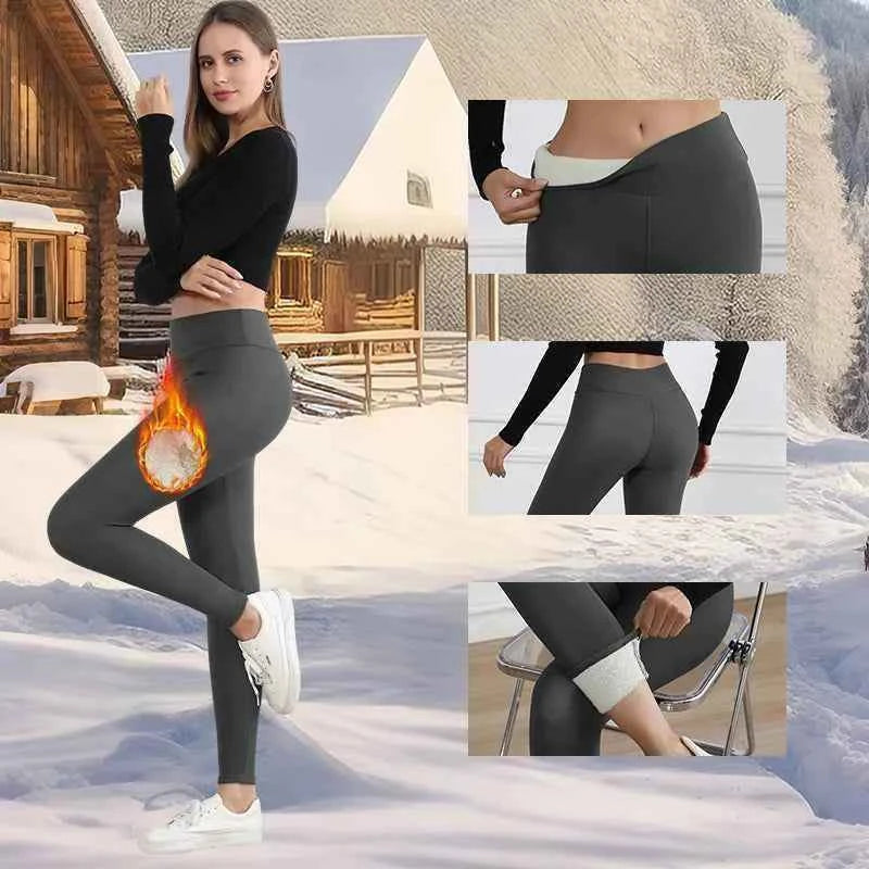 Autumn Winter Warm Fleece Women Leggings Velvet Thicken High Waist Tights Elastic Slim Solid Color Leggings Prevent Cold Tights