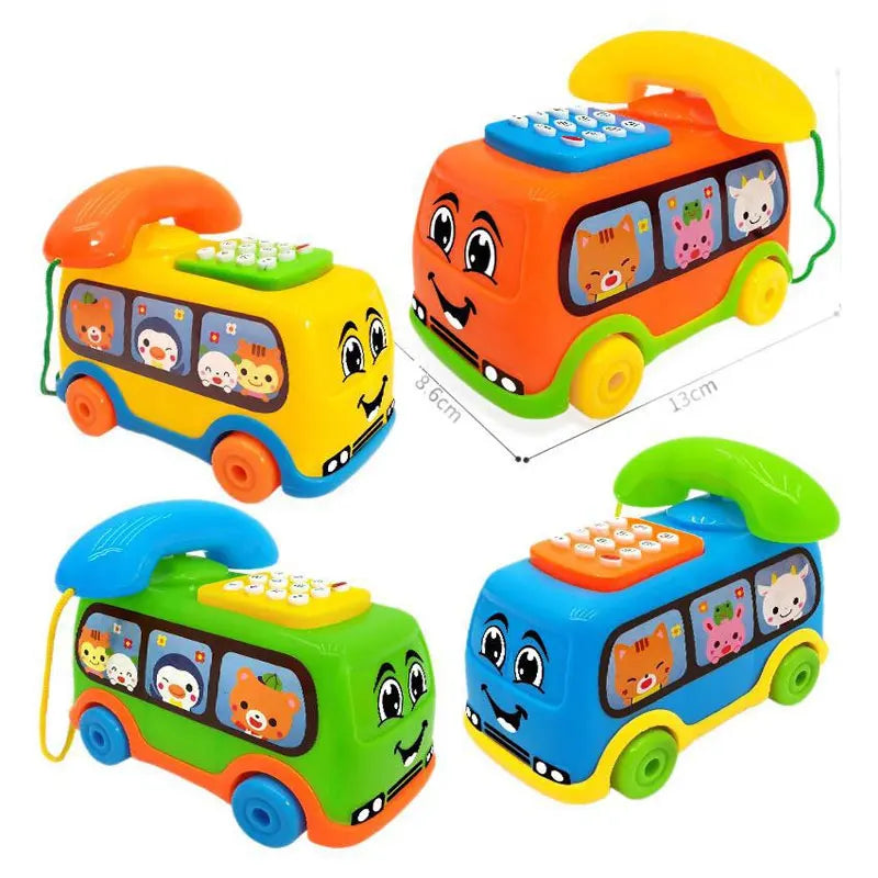 Kids's Telephone Bus Car Montessori Educational Toy for Toddlers over 1 Year Keyboard Intelligence Improvement Car Toys