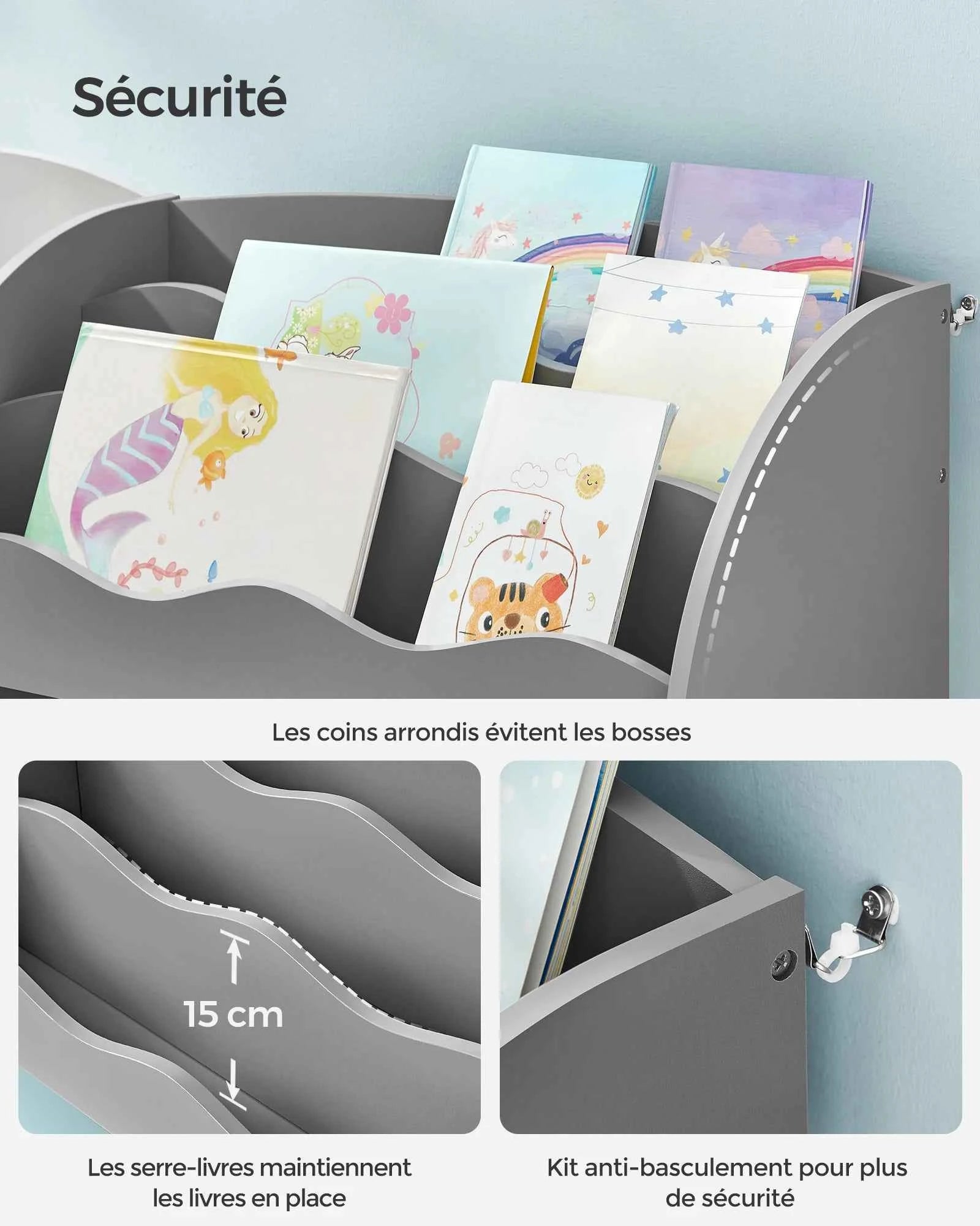 SONGMICS Children's Bookcase, Children's Shelf for Toys and Books, Storage with 2 Boxes, for Playroom, Children's Room
