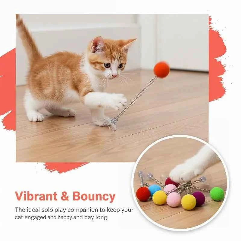 Cat Spring Fur Ball Toy – Interactive Boredom Relief