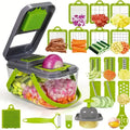22 In 1 Multifunction Vegetable Chopper Mandoline Slicer Onion Dicer Food Grater With Drain Basket Container Kitchen Accessories