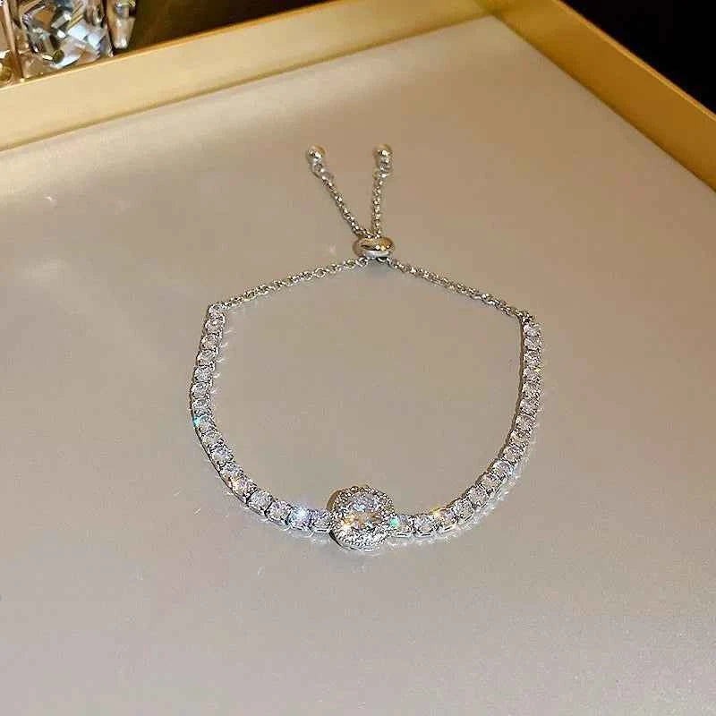Wave Geometry Adjustable Bracelet Bangle Luxury Fashion Rhinestone Crystal Bracelets Women Wedding Wristband Jewelry