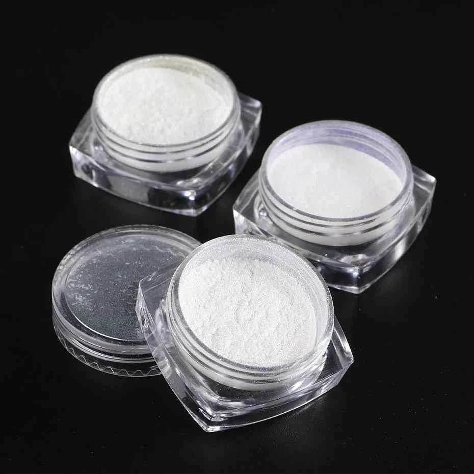 Moonlight Pearl White Nails Glitter Dust Chrome Aurora White Rubbing on Powder Shell Mirror Pigment Nail Art Supplies Decoration