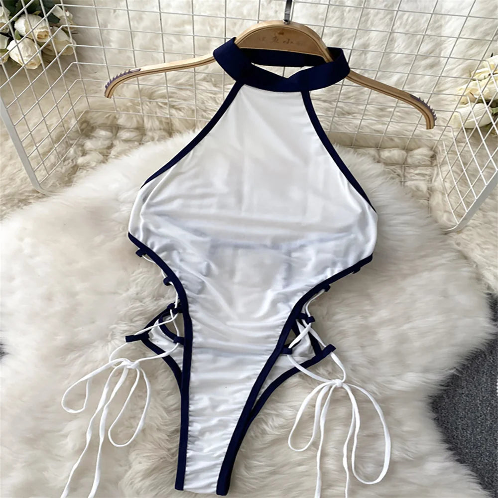 Summer Girls Sexy Hot Sweet Transparent Suspender Mini Dress Women Elastic Waist And Backless Strap Lolita Pajamas Bubble Skirt
