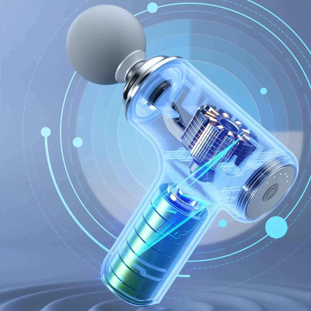 A Portable Electric Fascia Massage Gun, 4 Replaceable Massage Heads, 6-Speed Mode Adjustment, Deep Tissue Impact Muscles, Reliev