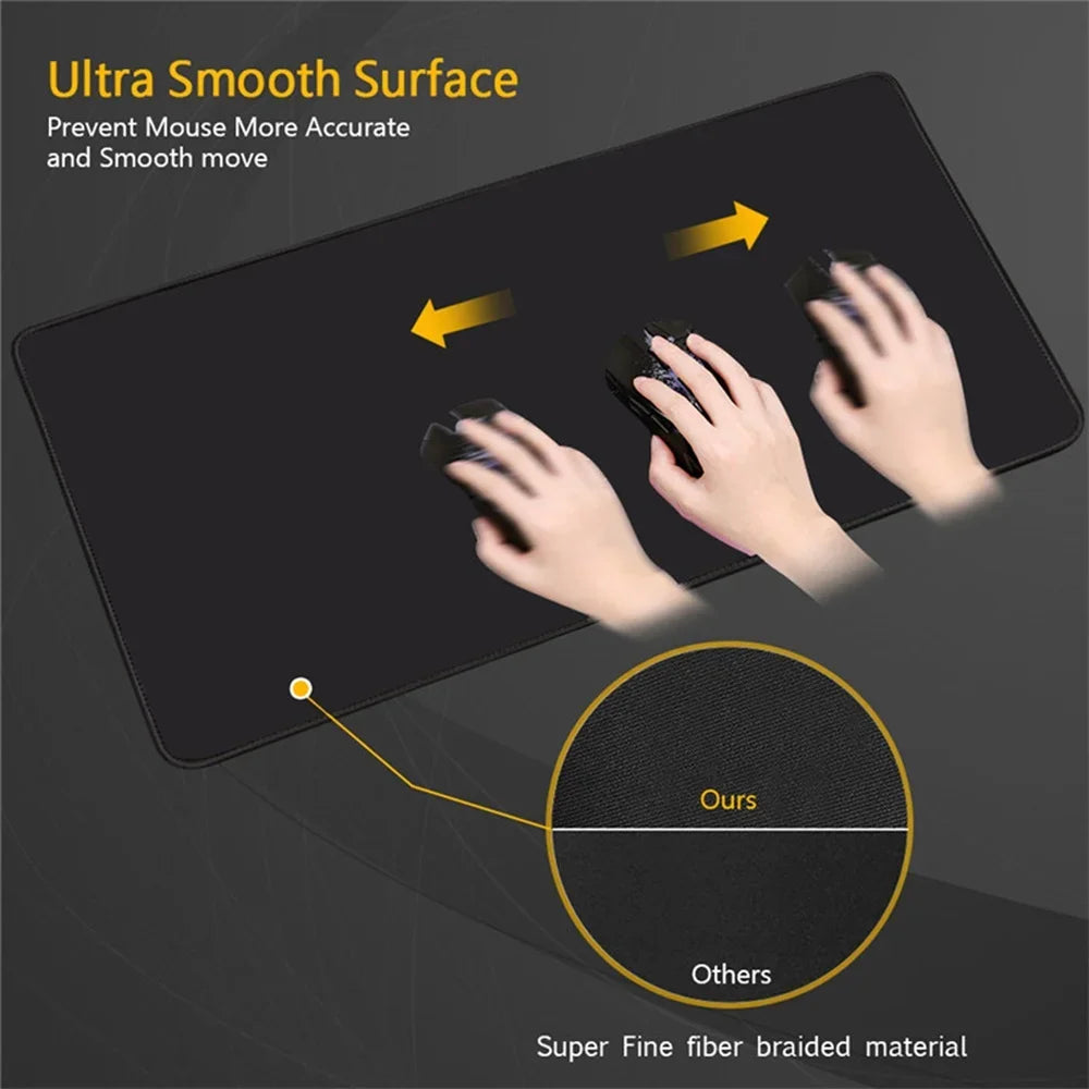 Pure Black Mousepad Large Gaming Solid Color Mouse Pad Natural Rubber Waterproof Keyboard Big Mouse Mat Anti-slip Keyboard Mat