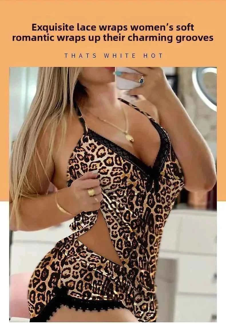 Sexy Lace Trim  Nightgown Set Large Size Home Wear Strap Sleepwear Two Piece Set Hot Sale