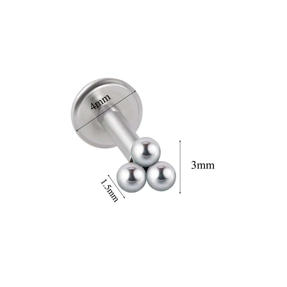 1PC Surgical Steel  Silver Color Labret Flat Base Ear Studs Crystal Cluster Helix Tragus Cartilage Piercing Jewelry 16G