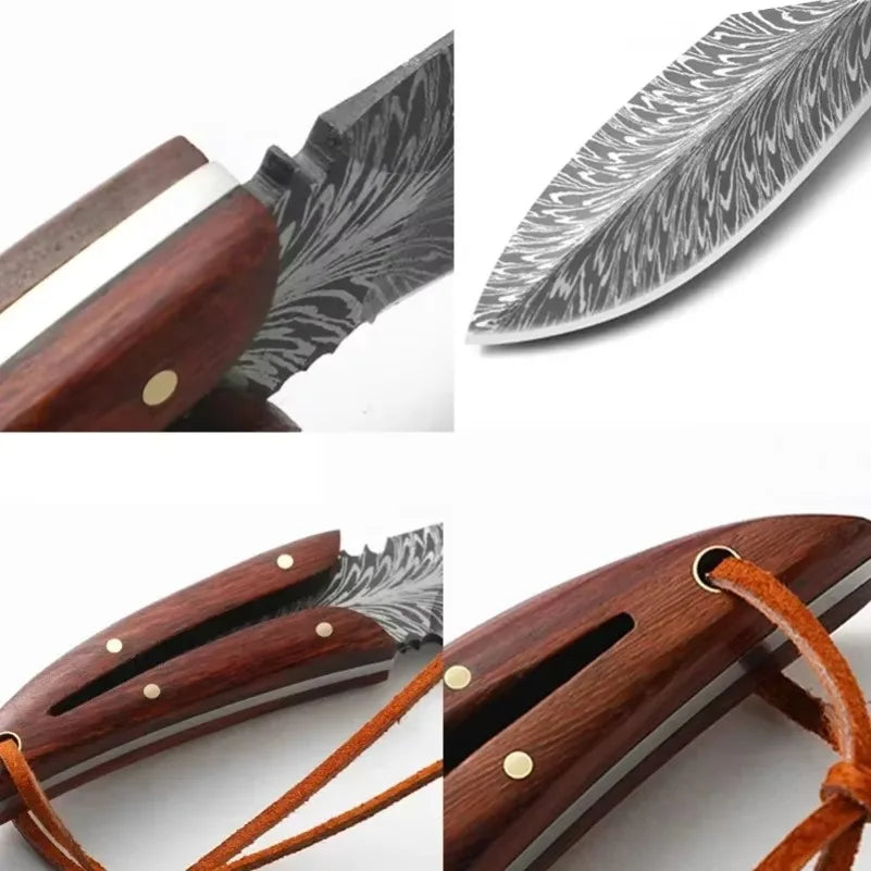Utility Knife Barbecue Slicing Meat Fruit Fish Filleting Knife Chef Cooking Butcher Boning Knife Kitchen Knives Wooden Handle