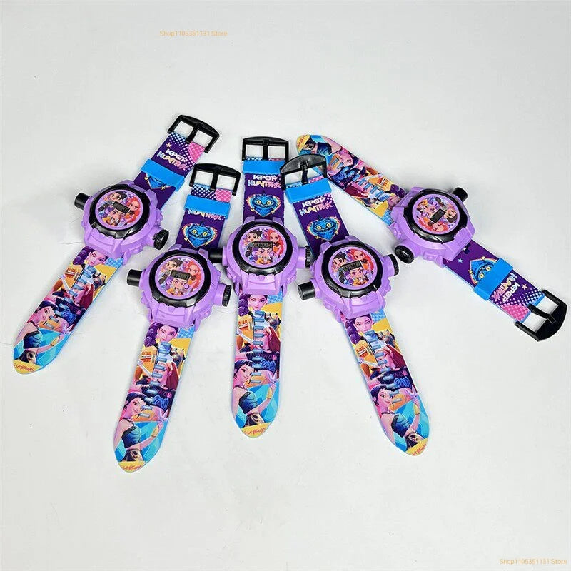 Kids Projection Watch 24 Images Cartoon Digital Electronic Wristwatch Multifunctional Toy Watch for Fans Birthday Party Favors