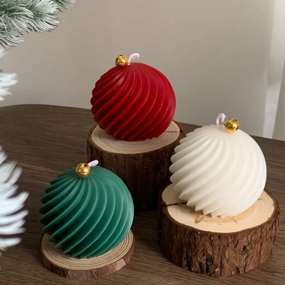 1-21pcs Rotate Ball Silicone Candle Mold Golden Bell DIY Resin Plaster Making Kit Handmade Christmas Souvenirs Winter Home Decor