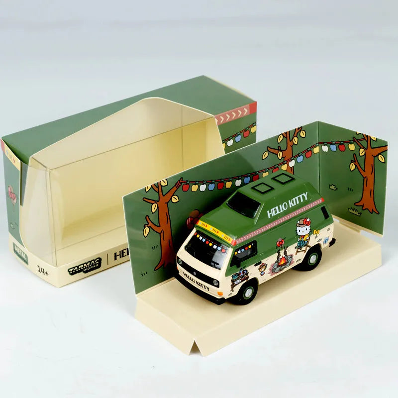 TW 1:64 Volkswagen T3 Van Camping - A realistic static alloy car model, a gift for boys and a collectible display item.