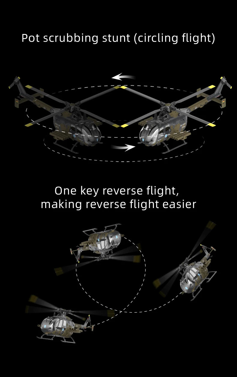 RC ERA C180 BO-105 2.4G 6CH Optical Flow Positioning TOF Altitude Hold Dual Brushless Motor 1:25 Scale Flybarless RC Helicopter