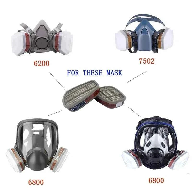 6001 6002 Cartridge 5N11 Cotton Filter Set for 3M 6200 7502 6800 Respirator Dust Gas Chemical Painting Spraying
