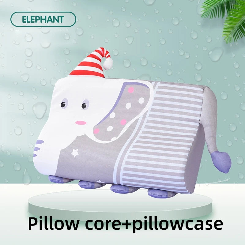 Four Seasons Baby Pillow Toddler Foam Bed Pillow Breathable Slow Rebound Baby Cartoon Neck Nursing Pillow Travel Cushion Bedding