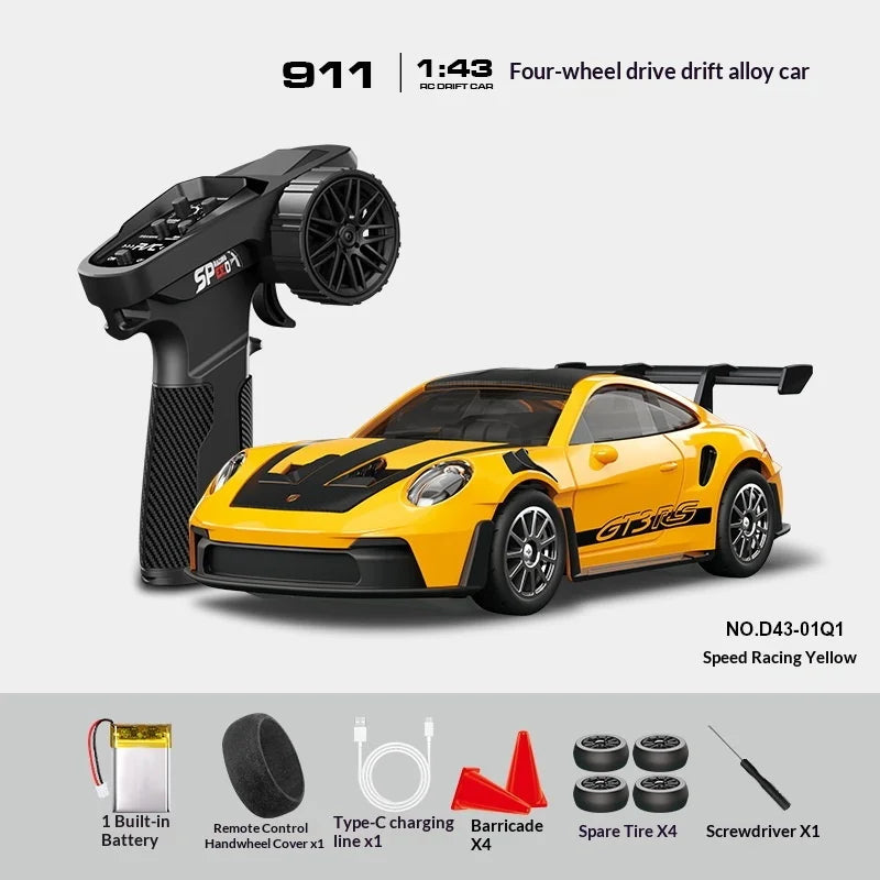 Mini Alloy RC Car 1:43 High-Speed Drifting Sports Car Boys Toy Four-Wheel Drive Simulation Race Car Remote Control Vehicle