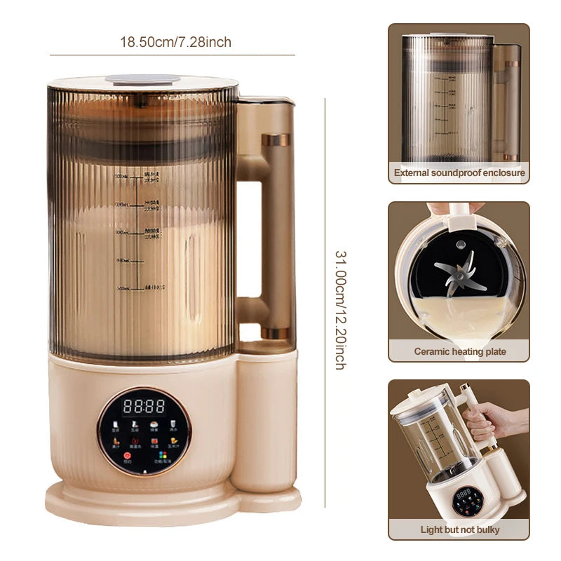 1500ml Soy Milk Machine Electric Juicer Blender Soybean Milk Maker Wall Breaking Machine 10-leaf Blade Breakfast Machine