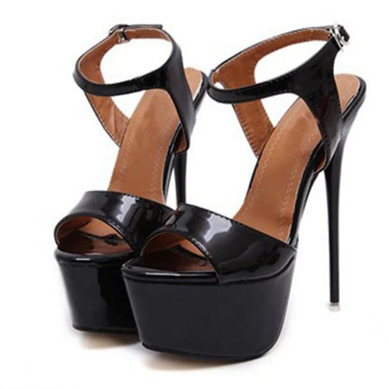 Aneikeh Big Shoe Size 41 42 43 44 45 46 16CM High Heels Sandals Summer Sexy Open Toe Party Dress Platform Gladiator Women Shoes