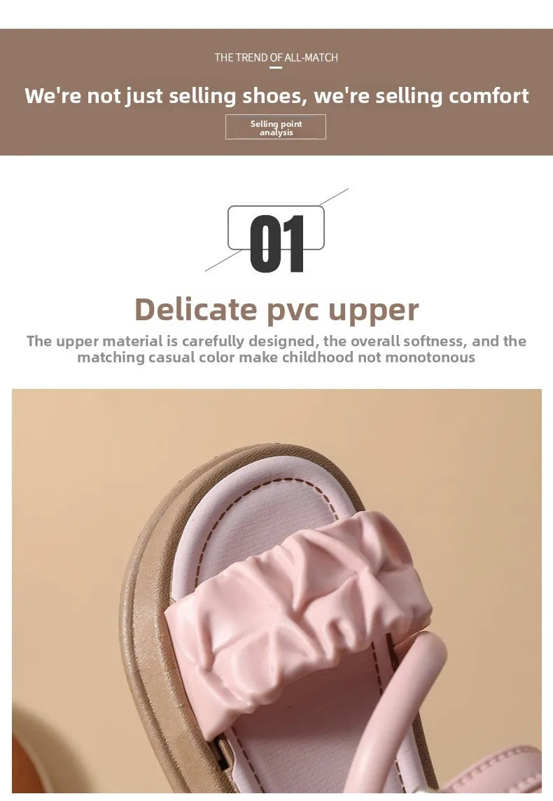 New Children's Sandals Summer Bowknot Girls Princess Causal Shoes Fashion Kids Soft Bottom Beach Flat Sandals Open-toe Versatile
