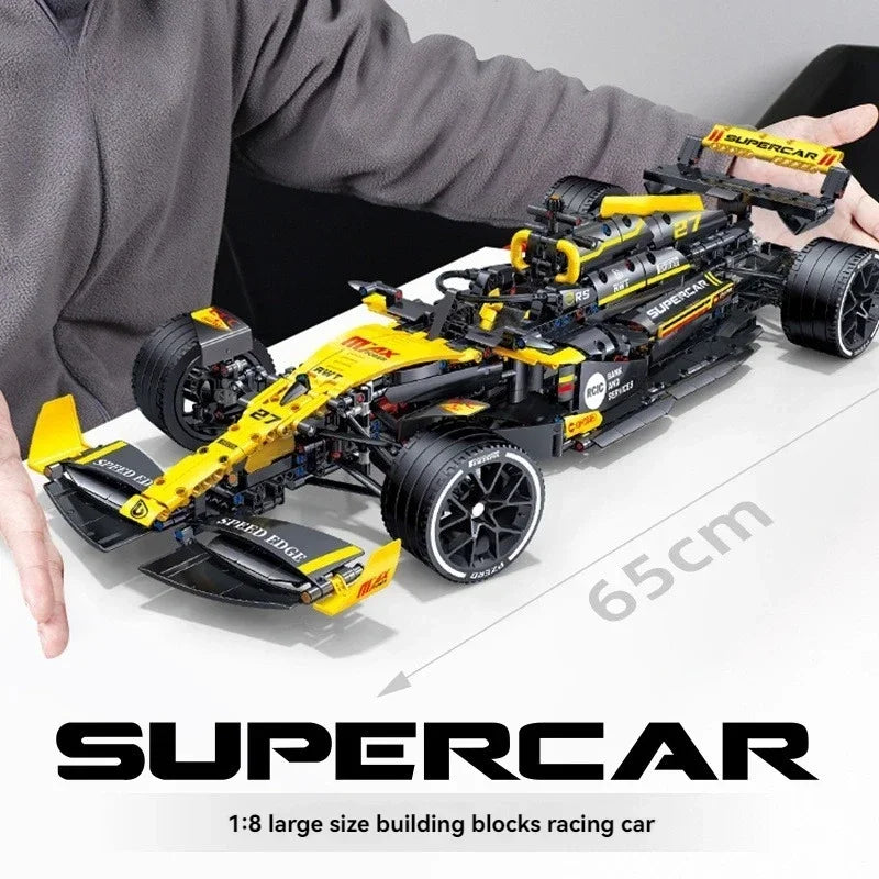 MOC Technical JKC7205 Racing 1:8 Racing Driver 27 Building Block Remote Control Lighting Racing Renault F1 Toy Kids Gift