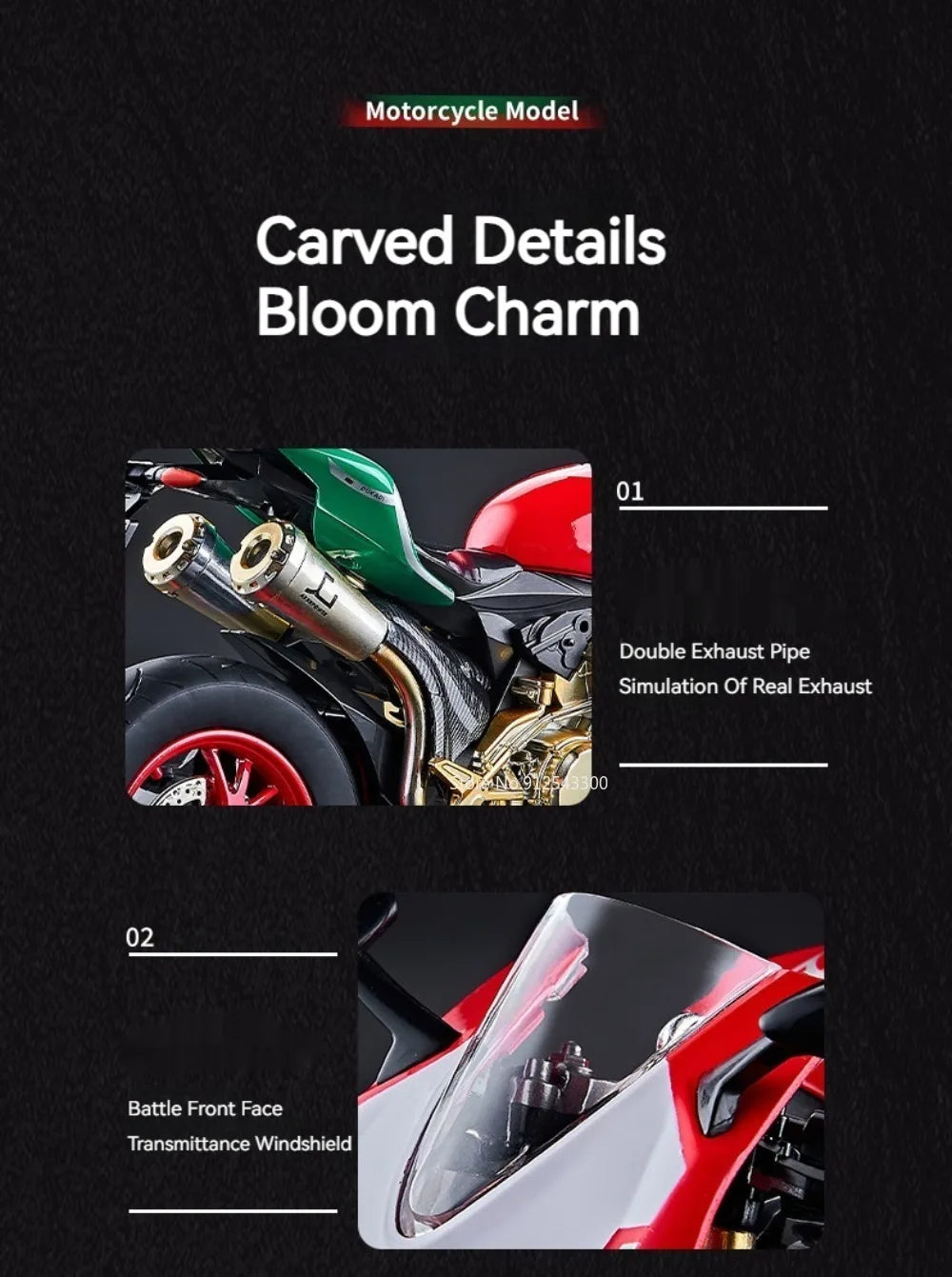 1:9 Scale 1299 Kawasaki ZX-10R Motorcycle Model Toy Car Diecast Metal Shock Absorption Racing Motor Models Boys Birthday Gifts