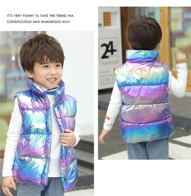 2023 Girls Down Vests 3-14 Years Old Children Clothing For Girls Boys Warm Outerwear Coat Autumn Fashion Teens Kids Jackets Vest