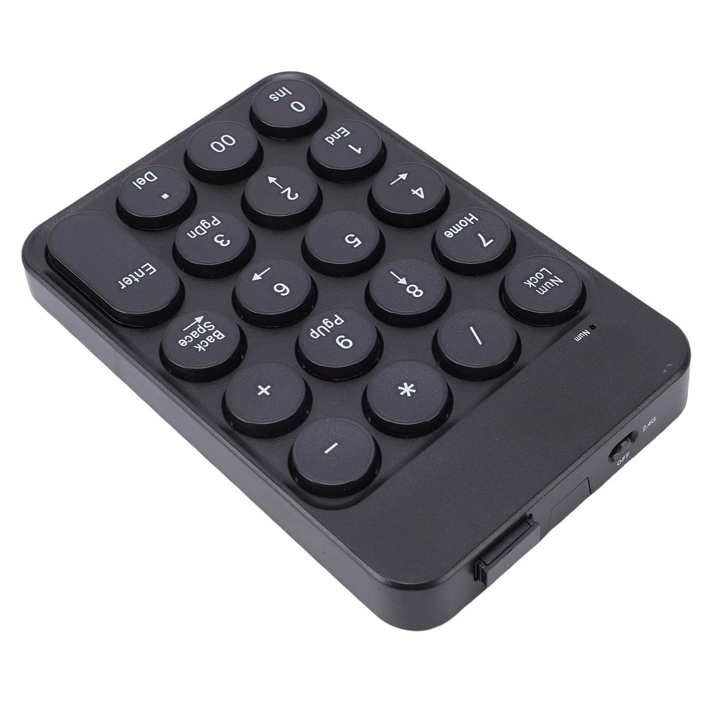 Mini Numeric Keypad with Round Keycaps 2.4G Wireless & BT Portable Financial Accounting Numpad Number Keyboard for PC Laptop