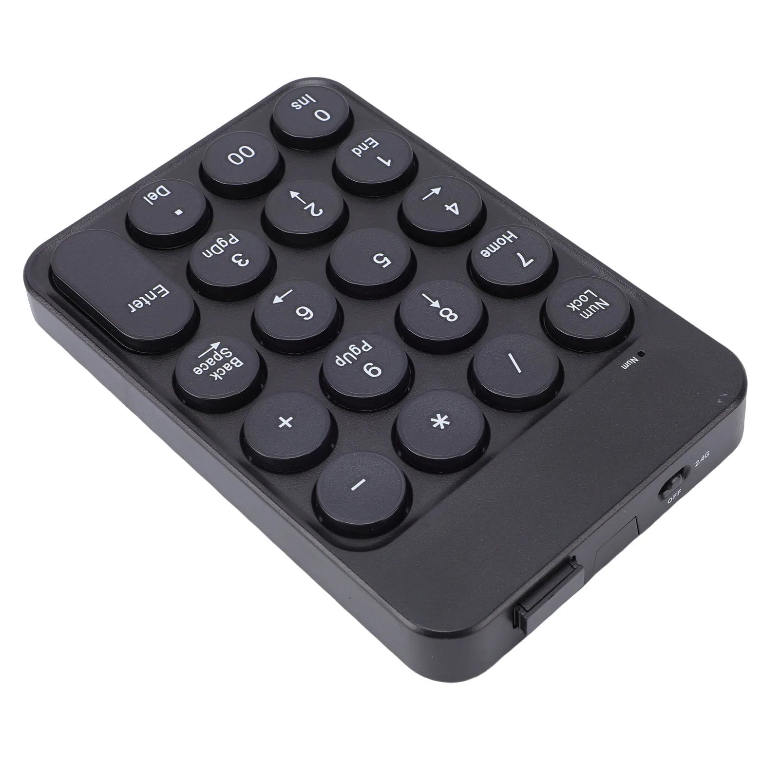 Mini Numeric Keypad with Round Keycaps 2.4G Wireless & BT Portable Financial Accounting Numpad Number Keyboard for PC Laptop