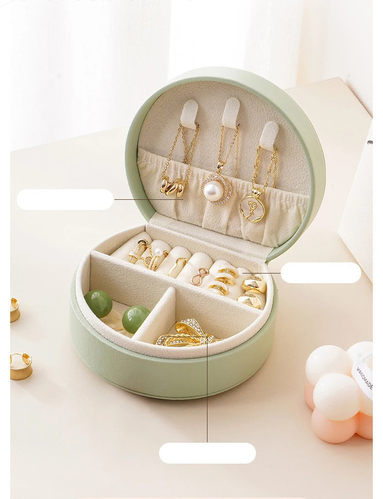 Mini Jewelry Organizer Display Travel Jewelry Case Boxes Earrings Necklace Ring Portable Handbag Jewelry Box Leather Storage