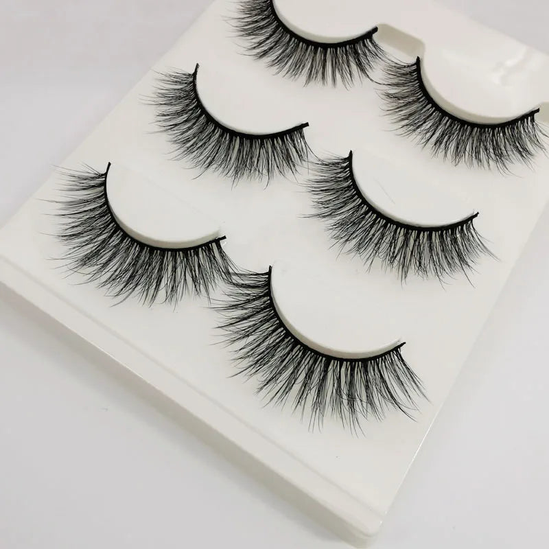 SHIDISHANGPIN 3 pairs 27 styles 3D Faux Mink Hair Soft False Eyelashes Fluffy Wispy Thick Fake Lash Handmade Eyelash Eye Makeup