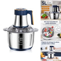 5L EU Electric Food Grinder Multifunctional Vegetable Chopper Blender Large Capacity Meat Mincer for Household Cooking