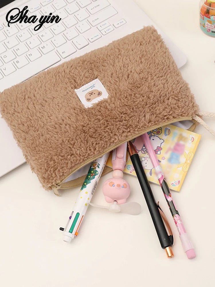 Large Capacity Cute Plush Travel Cosmetic Lipstick Storage Bag Women Makeup Kits Handbags Organizer Wallet Pencil Case Pouch Bag