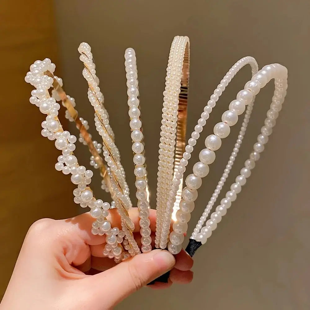 5 Pieces of Girls' Princess Hair Accessories, Children's Imitation Pearl Hairbands, Birthday Hairpins, Baby Flower Girl Headband