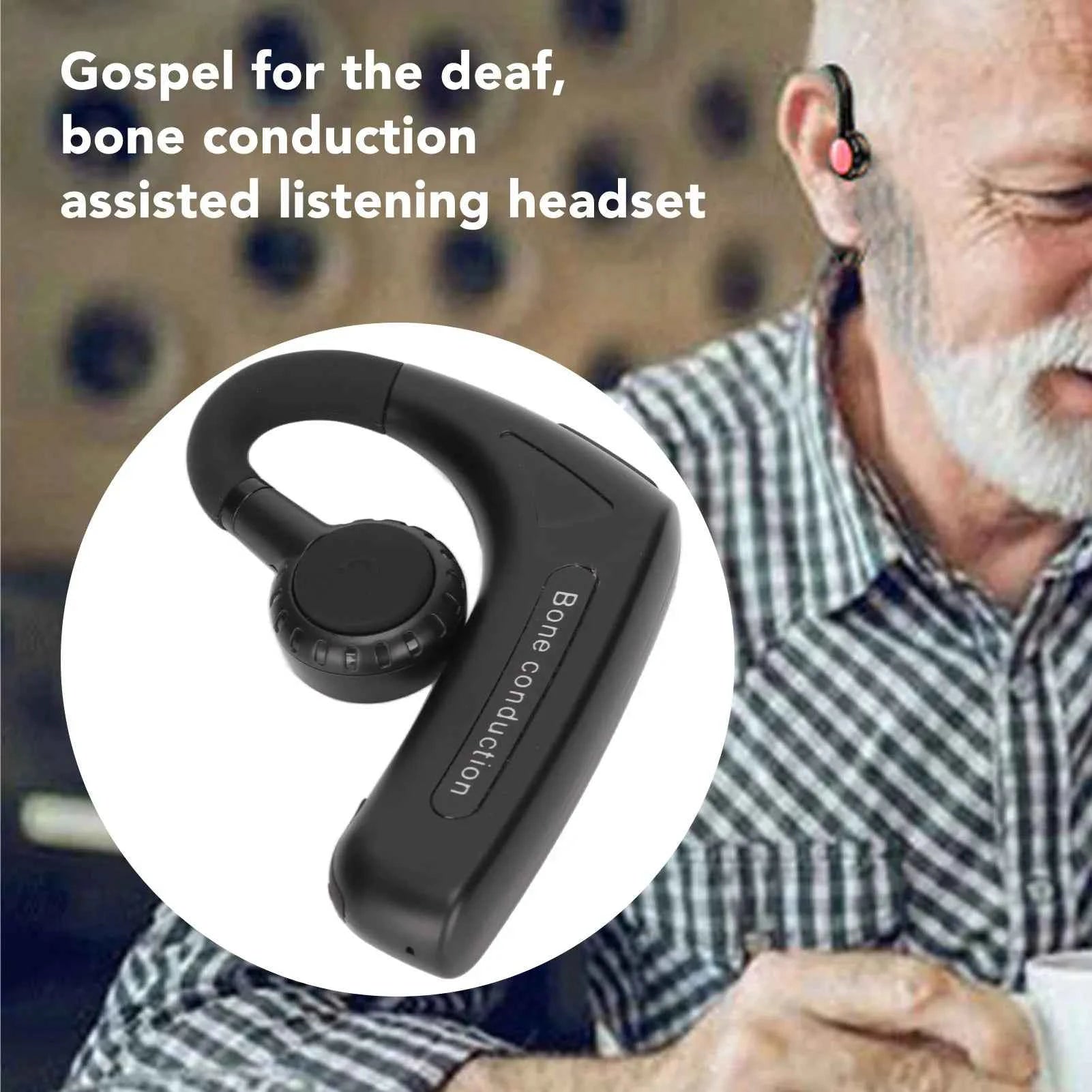 Bone Conduction Earbuds Stereo  5.0 Multifunctional Hands  Wireless Earpiece for Deaf  Earpiece