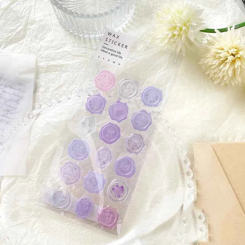 18pcs, Vintage Wax Seal Stamp Stickers, DIY Scrapbooking Journal Planner Decorations Stationery Envelope Sealing Tags